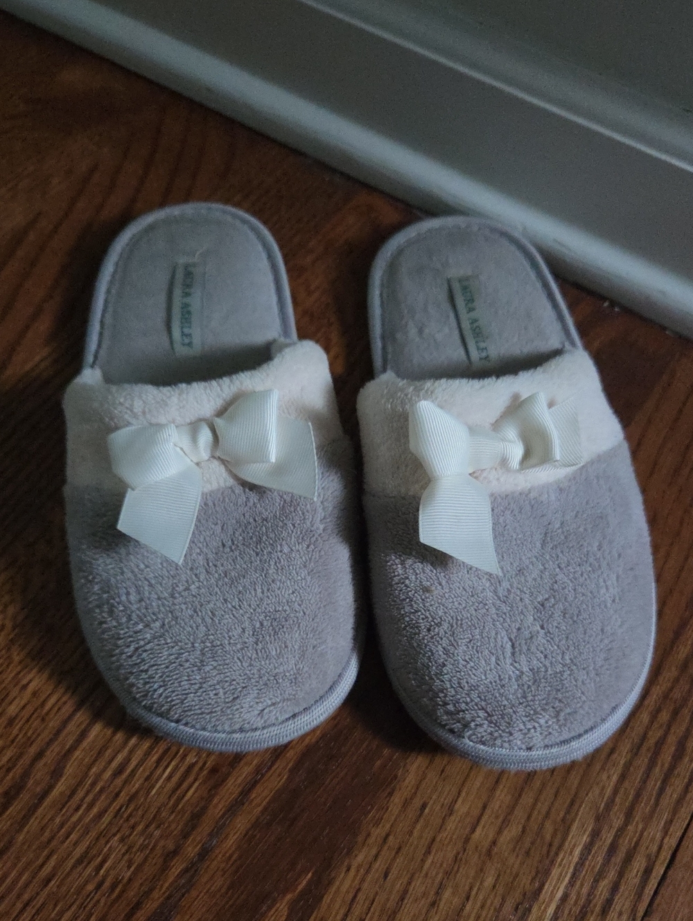 Laura Ashley Gray Cream House Slippers